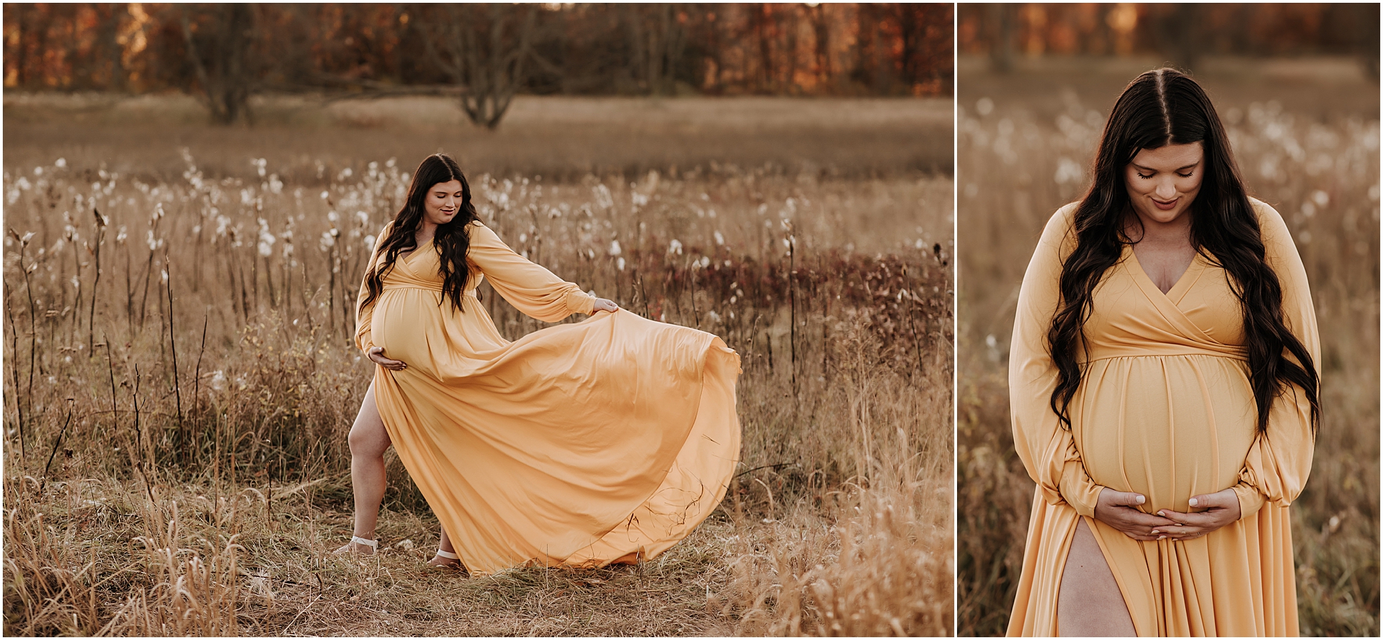 Maternity shoot in field michigan