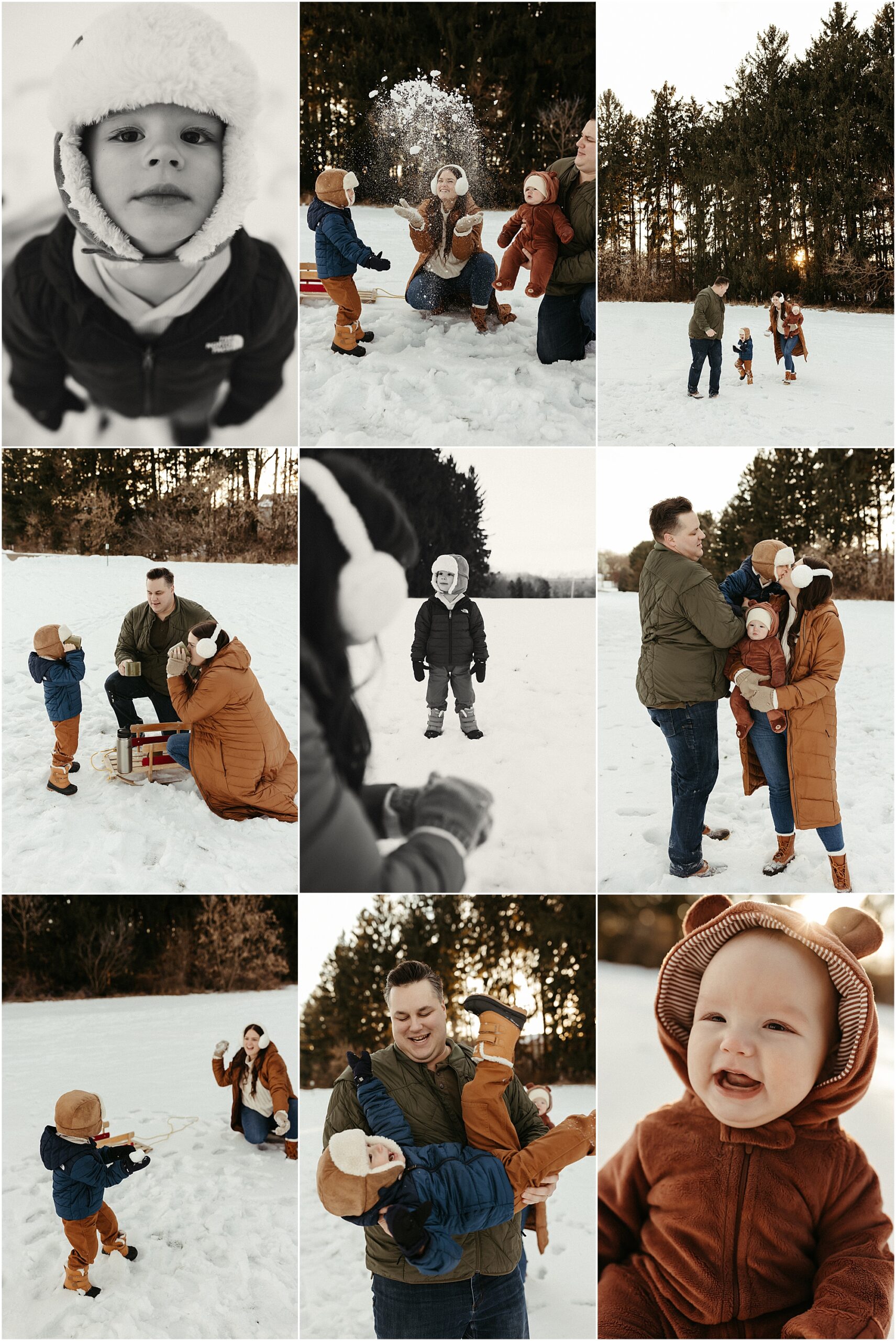 Snowy Family Photos in Milford, MI
